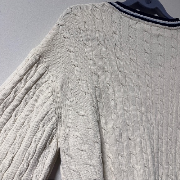 Vintage Tommy Hilfiger Off-White Cable Knit V-Neck Sweater Women’s Size Large - Picture 10 of 14